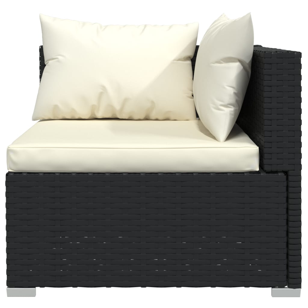 13-delige Loungeset met kussens poly rattan zwart