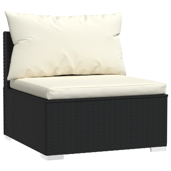 13-delige Loungeset met kussens poly rattan zwart