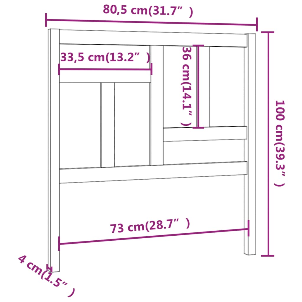 Hoofdbord 80,5x4x100 cm massief grenenhout