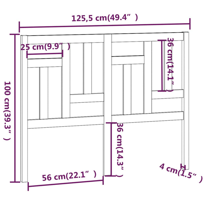 Hoofdbord 125,5x4x100 cm massief grenenhout