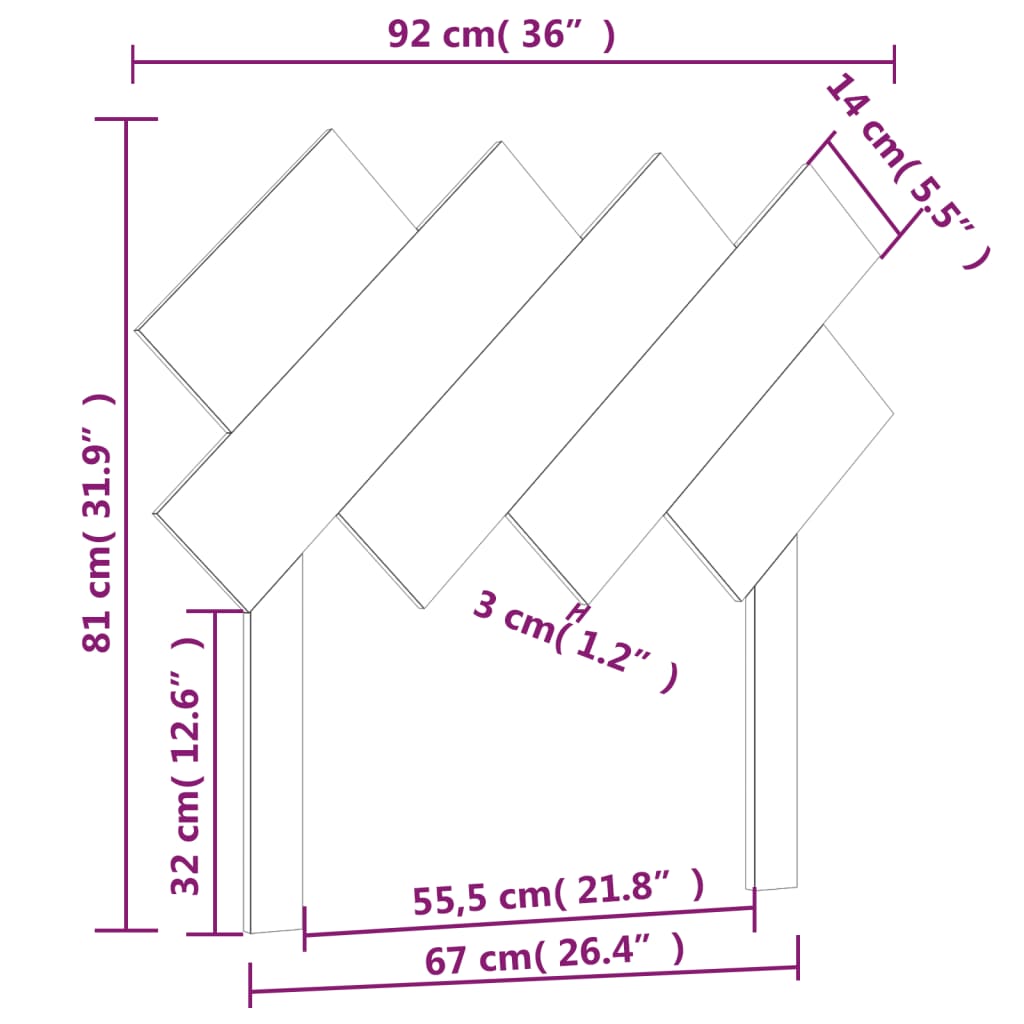 Hoofdbord 92x3x81 cm massief grenenhout grijs