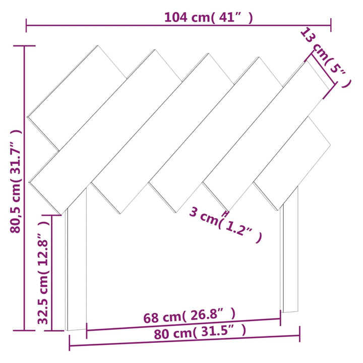 Hoofdbord 104x3x80,5 cm massief grenenhout