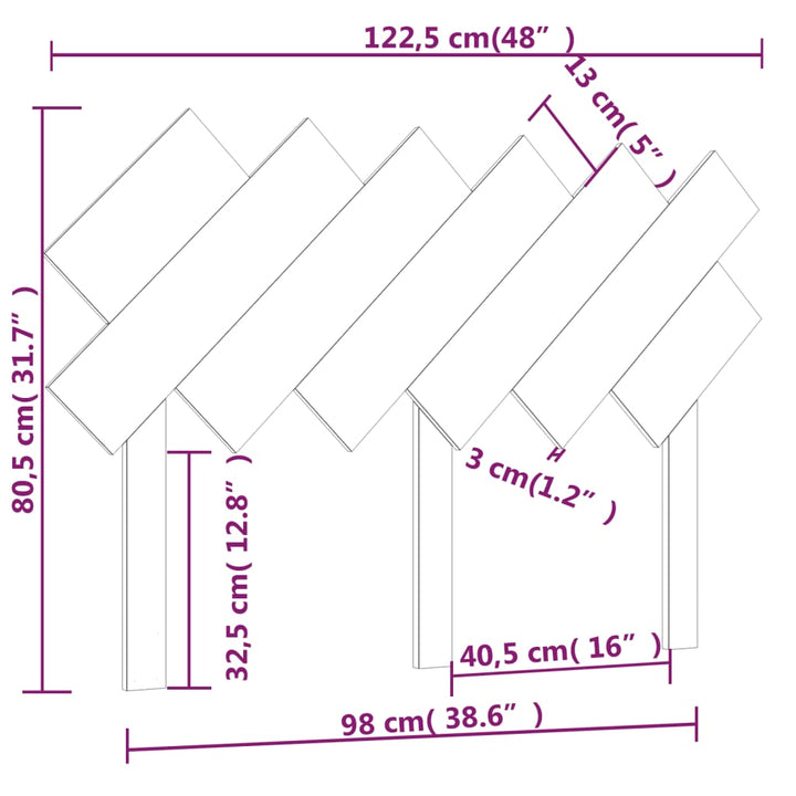 Hoofdbord 122,5x3x80,5 cm massief grenenhout