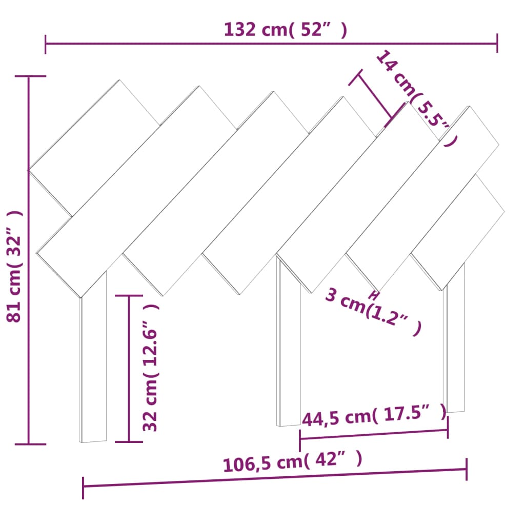 Hoofdbord 132x3x81 cm massief grenenhout wit