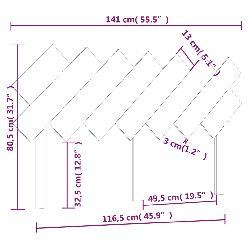 Hoofdbord 141x3x80,5 cm massief grenenhout honingbruin