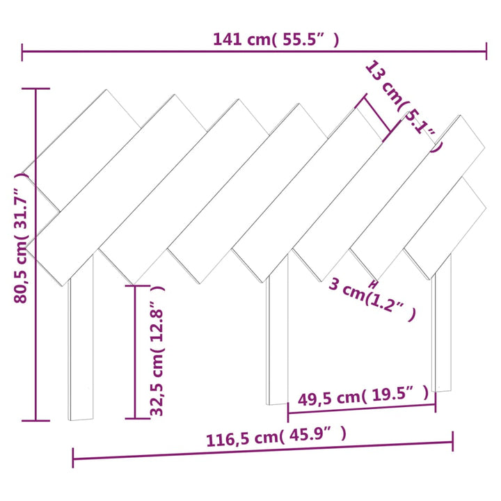 Hoofdbord 141x3x80,5 cm massief grenenhout zwart