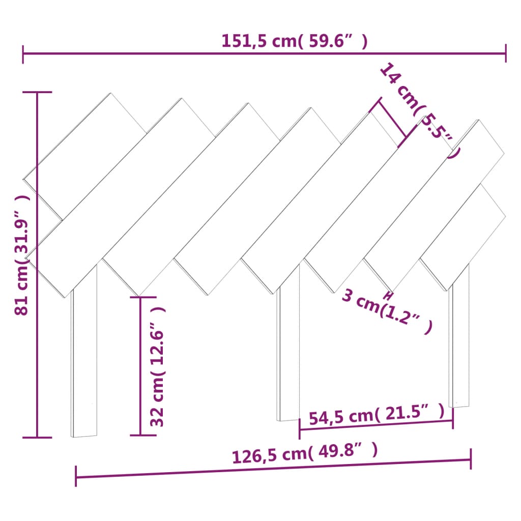 Hoofdbord 151,5x3x81 cm massief grenenhout wit