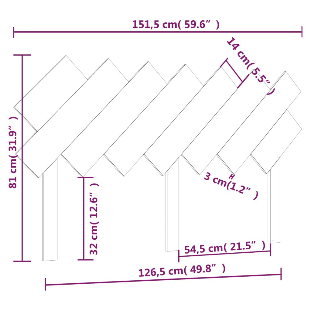 Hoofdbord 151,5x3x81 cm massief grenenhout grijs