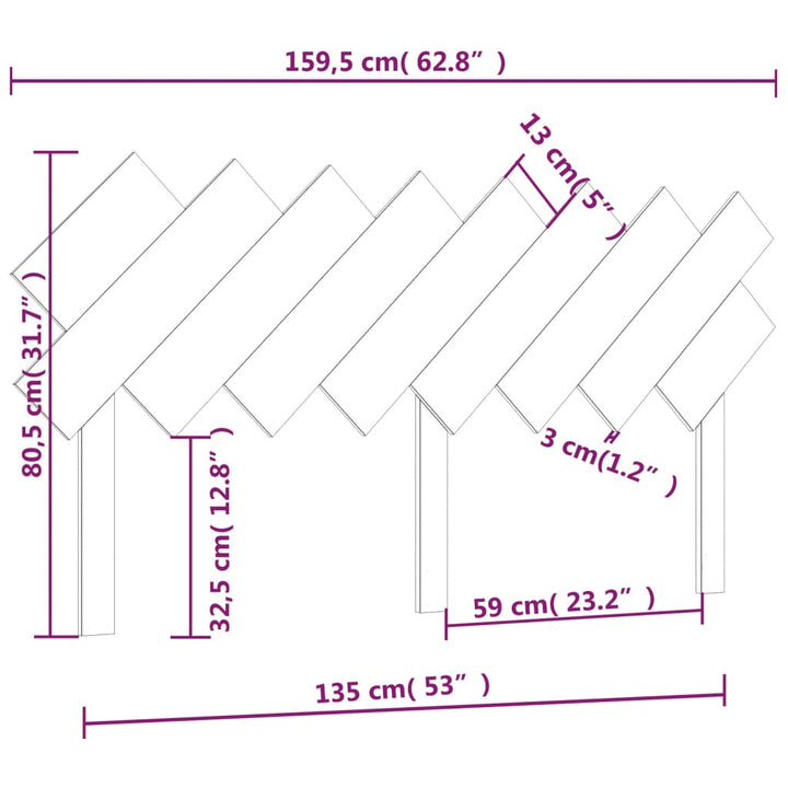 Hoofdbord 159,5x3x80,5 cm massief grenenhout