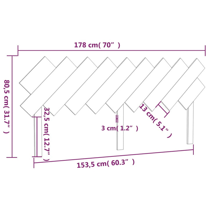 Hoofdbord 178x3x80,5 cm massief grenenhout grijs