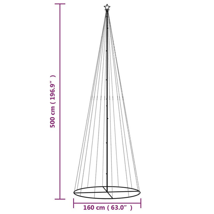 Kegelkerstboom 732 LED's koudwit 160x500 cm