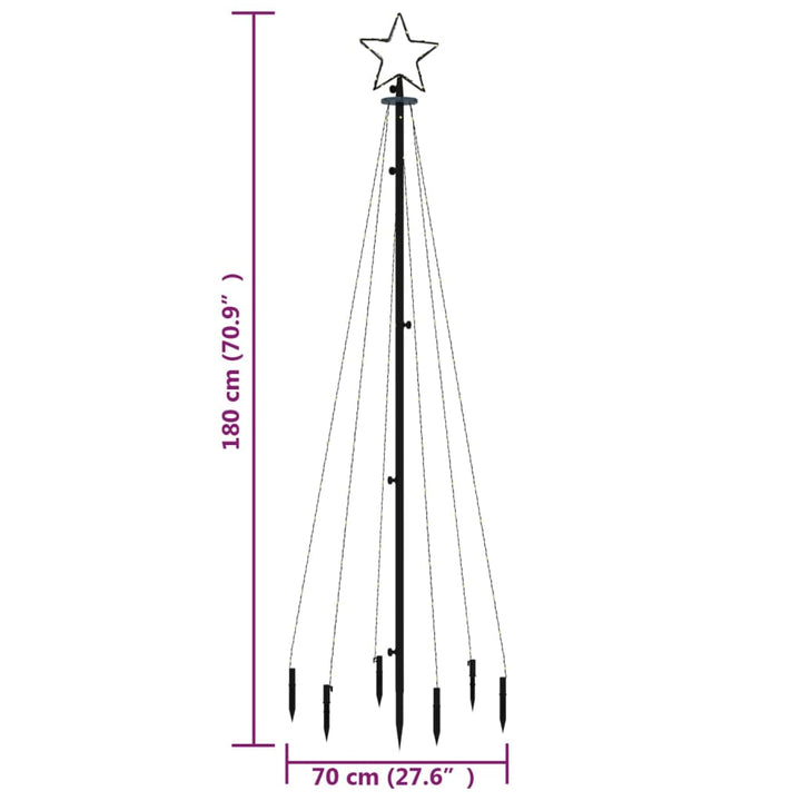 Kerstboom met grondpin 108 LED's koudwit 180 cm