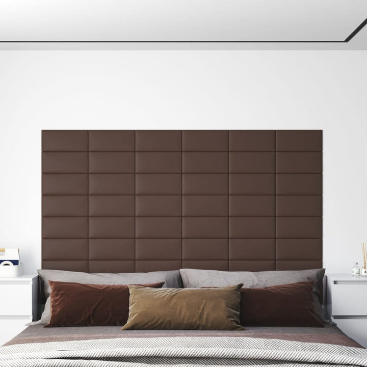 Wandpanelen 12 st 0,54 m² 30x15 cm kunstleer bruin