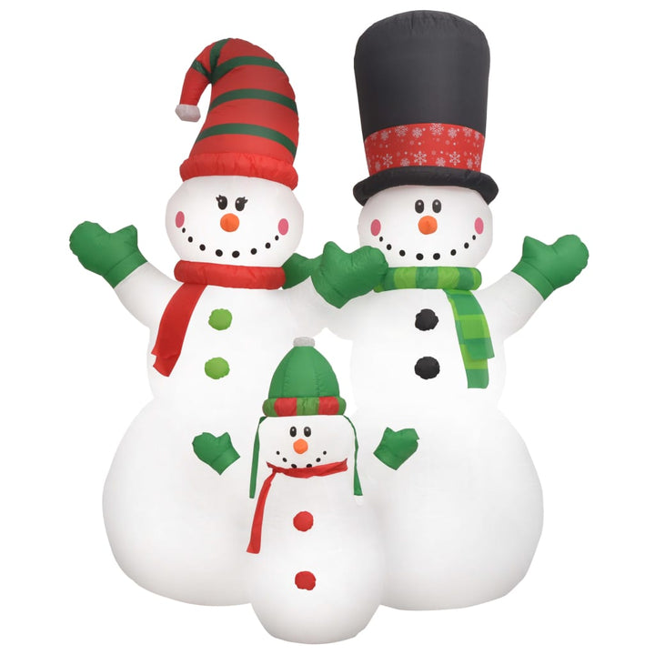 Sneeuwpopfamilie opblaasbaar met LED's 240 cm