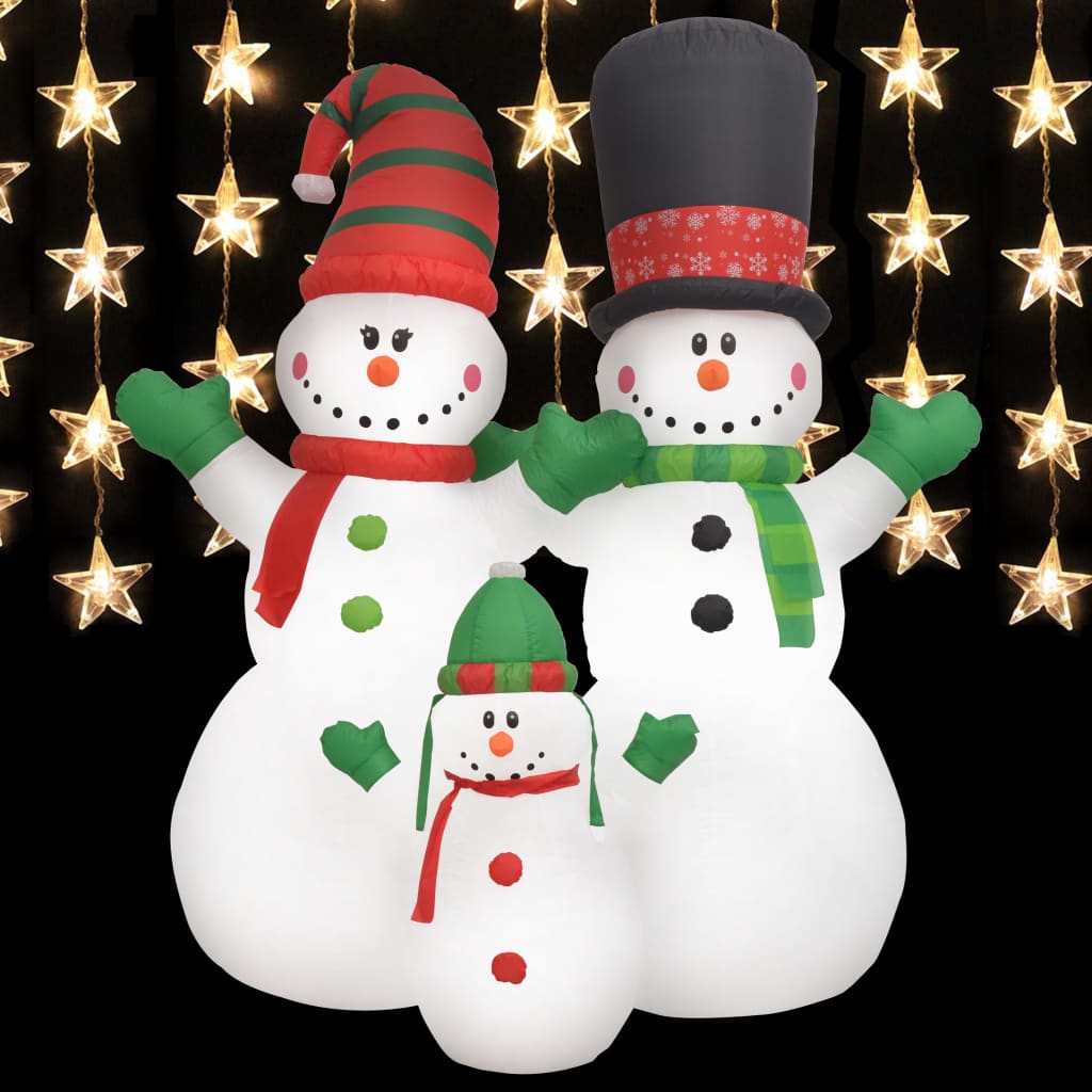 Sneeuwpopfamilie opblaasbaar met LED's 240 cm