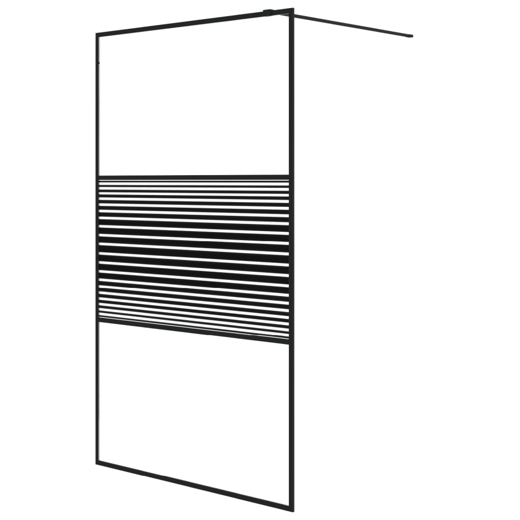 Inloopdouchewand 115x195 cm transparant ESG-glas zwart