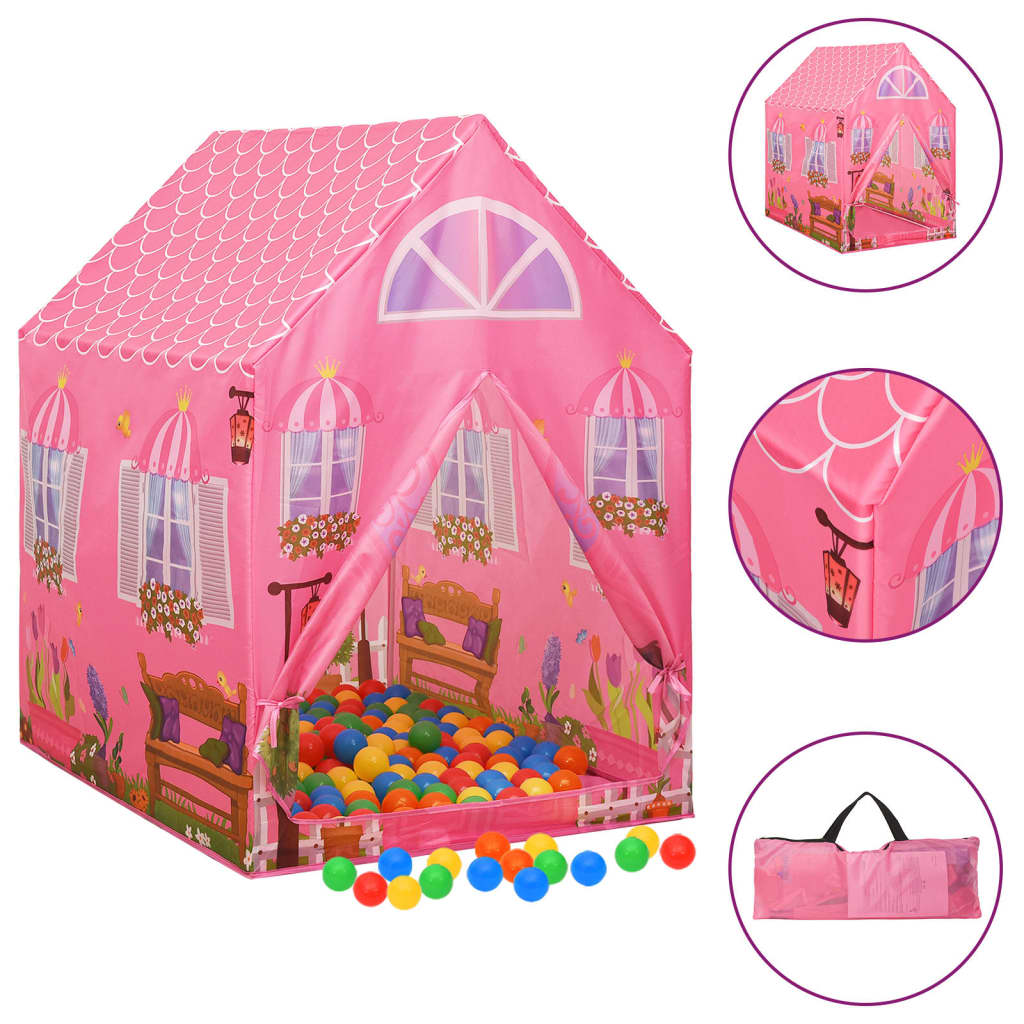 Kinderspeeltent met 250 ballen 69x94x104 cm roze