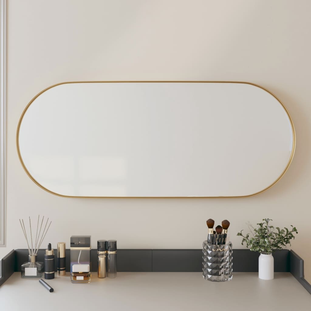 Spiegel wandgemonteerd 25x60 cm ovaal goudkleurig