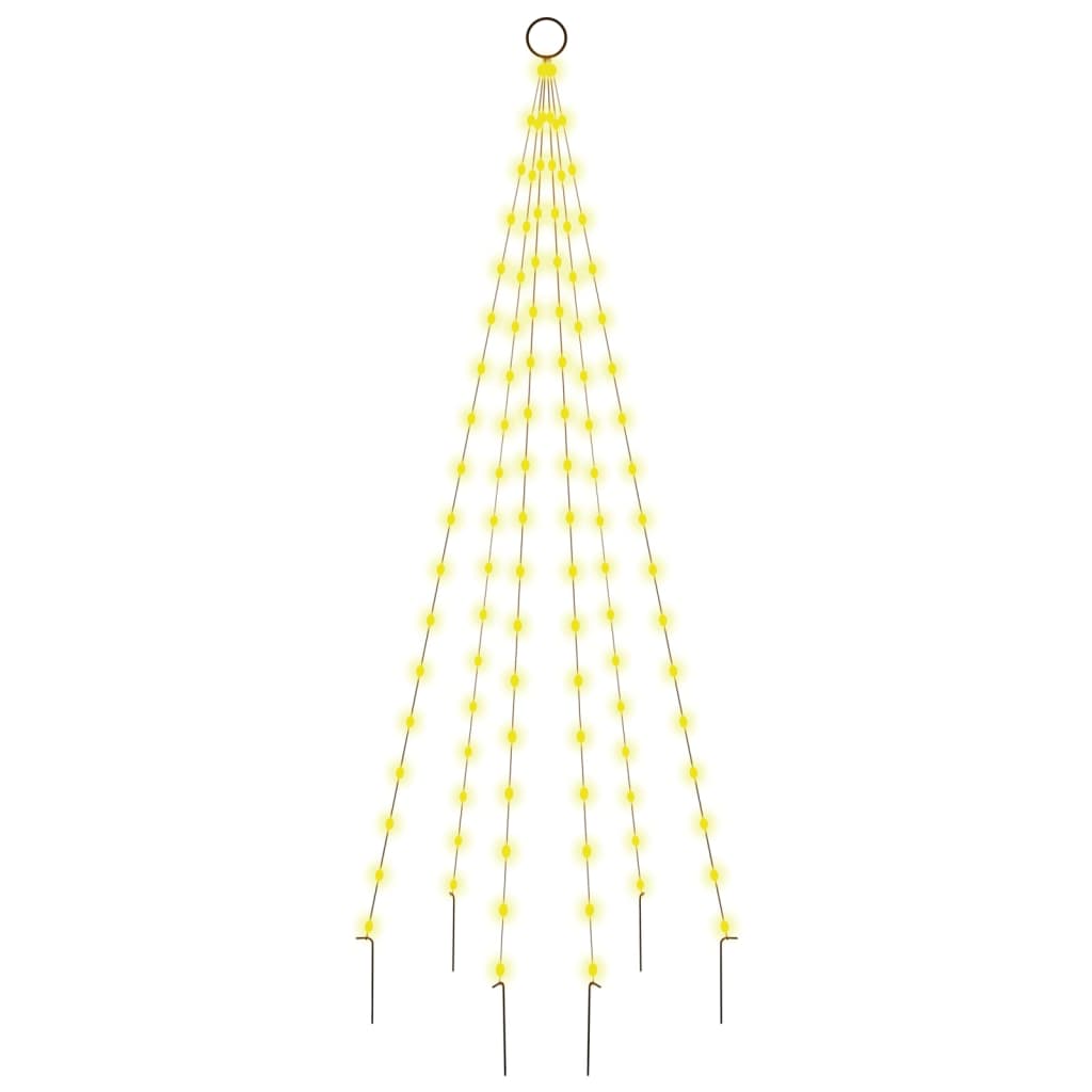 Vlaggenmast kerstboom 108 LED's warmwit 180 cm