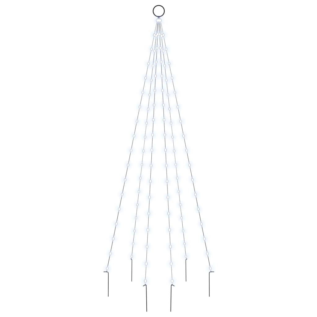 Vlaggenmast kerstboom 108 LED's koudwit 180 cm