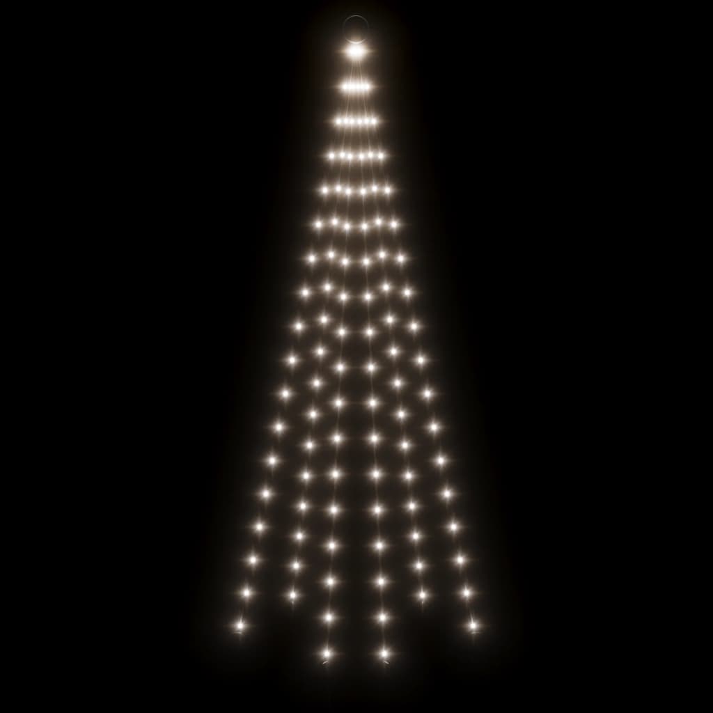 Vlaggenmast kerstboom 108 LED's koudwit 180 cm