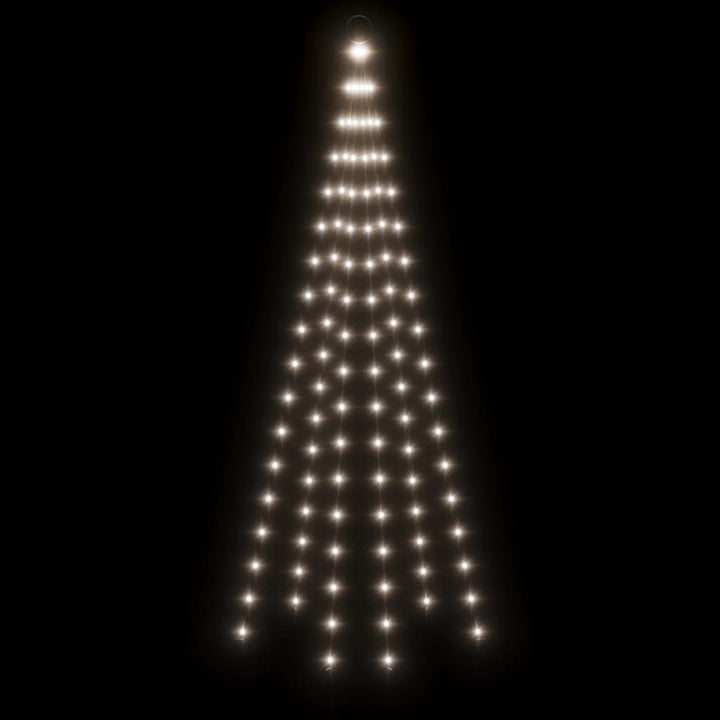Vlaggenmast kerstboom 108 LED's koudwit 180 cm