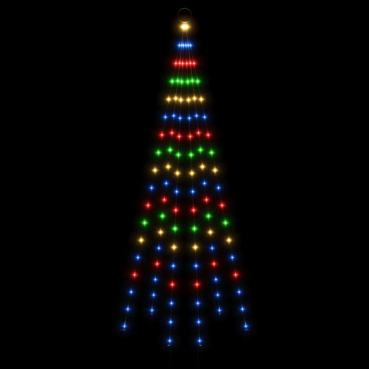 Vlaggenmast kerstboom 108 LED's meerkleurig 180 cm
