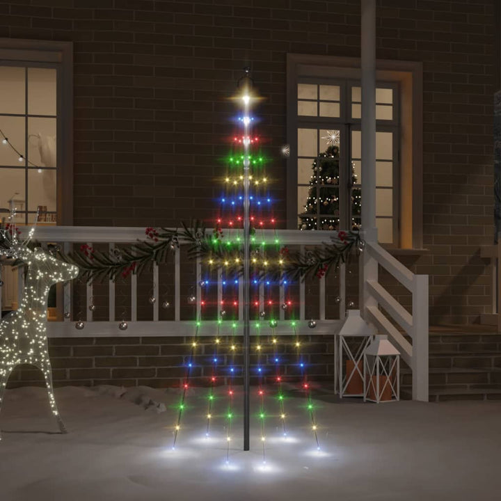 Vlaggenmast kerstboom 108 LED's meerkleurig 180 cm