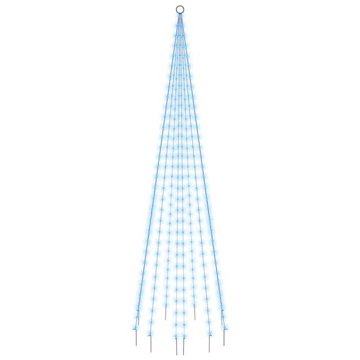 Vlaggenmast kerstboom 310 LED's blauw 300 cm