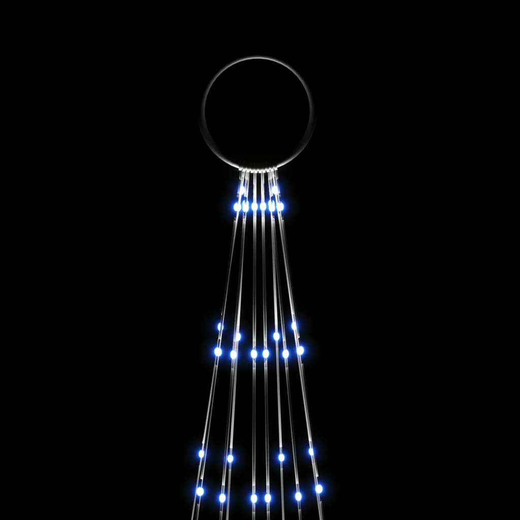 Vlaggenmast kerstboom 310 LED's blauw 300 cm