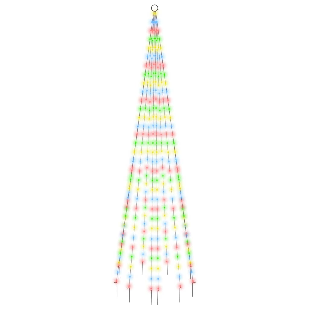 Vlaggenmast kerstboom 310 LED's meerkleurig 300 cm