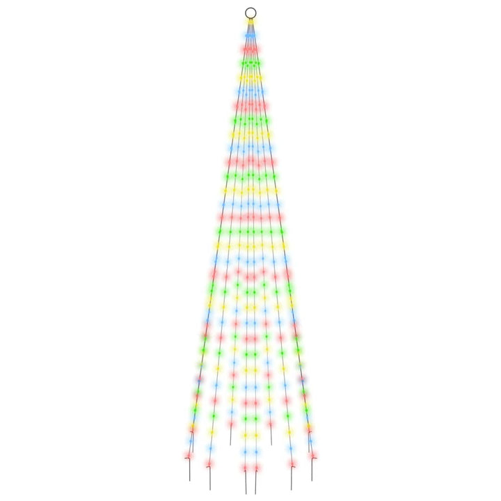 Vlaggenmast kerstboom 310 LED's meerkleurig 300 cm