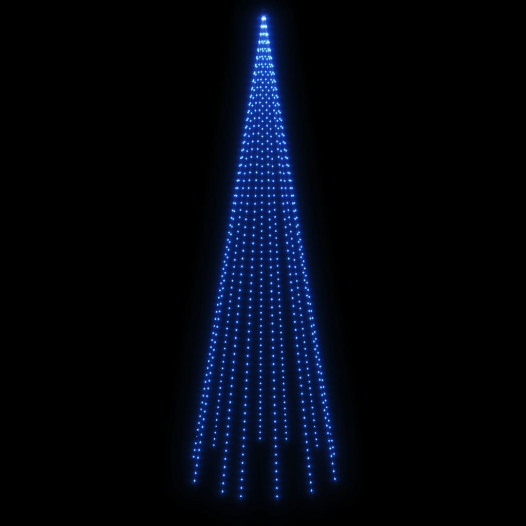 Vlaggenmast kerstboom 732 LED's blauw 500 cm