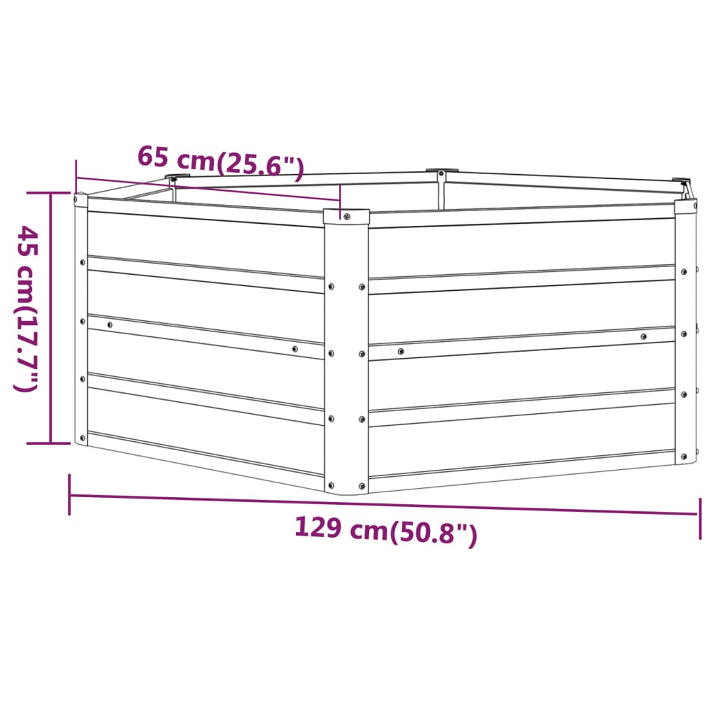 Plantenbak 129x129x45 cm cortenstaal grijs