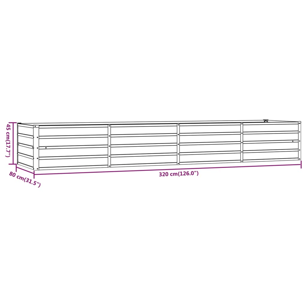 Plantenbak 320x80x45 cm cortenstaal grijs