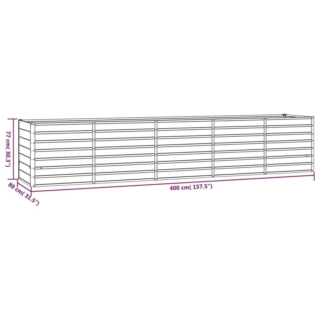 Plantenbak 400x80x77 cm cortenstaal grijs