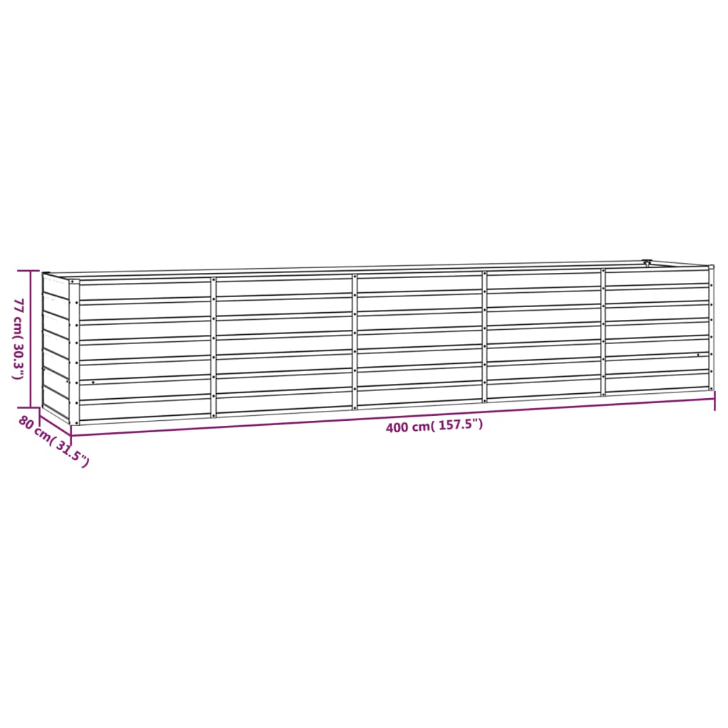 Plantenbak 400x80x77 cm cortenstaal grijs