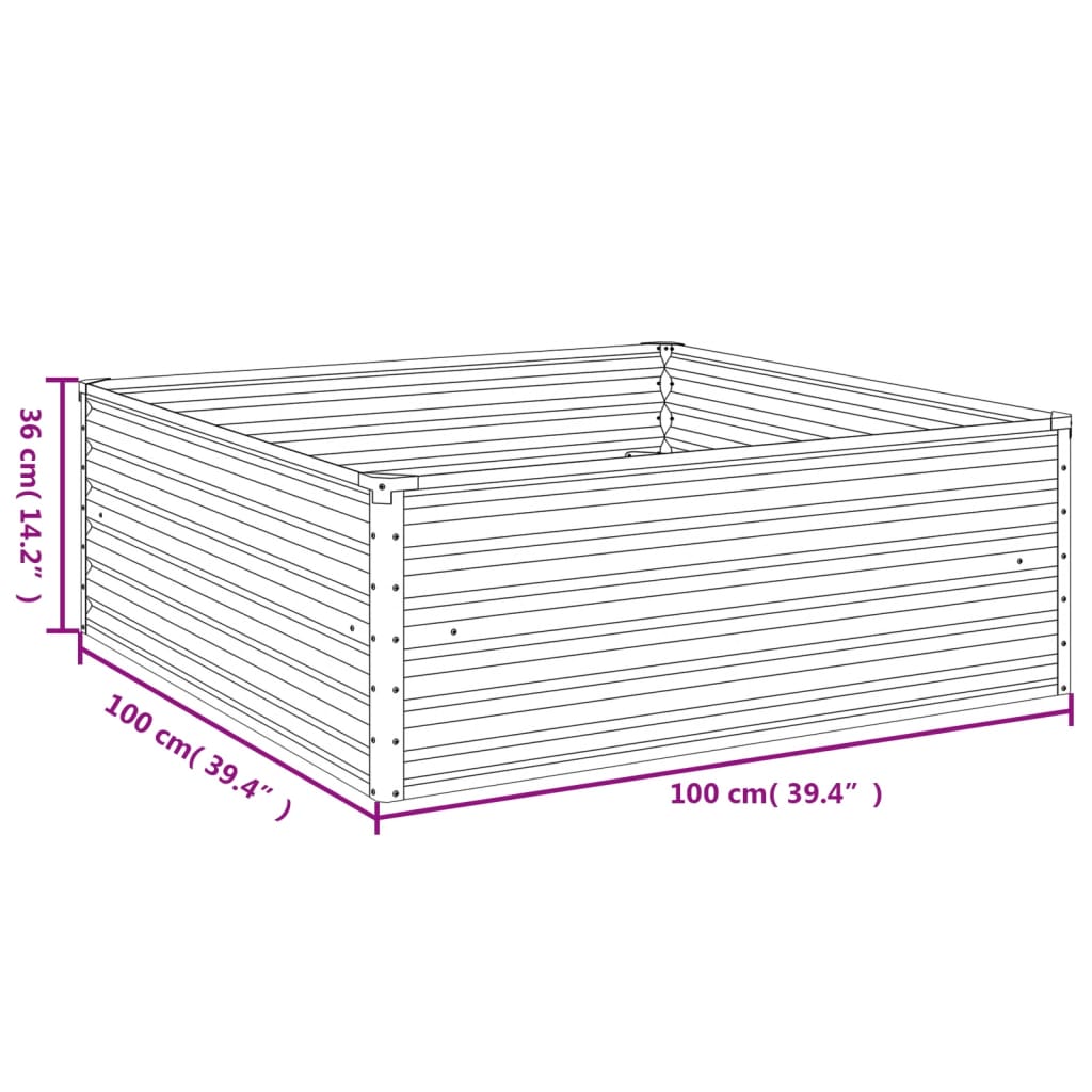 Plantenbak verhoogd 100x100x36 cm cortenstaal