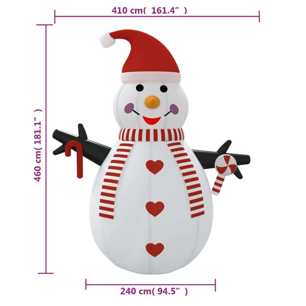 Sneeuwpop opblaasbaar met LED's 460 cm