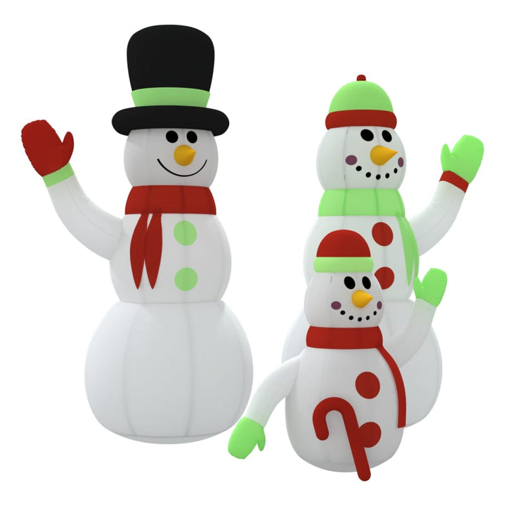 Sneeuwpopfamilie opblaasbaar met LED's 500 cm