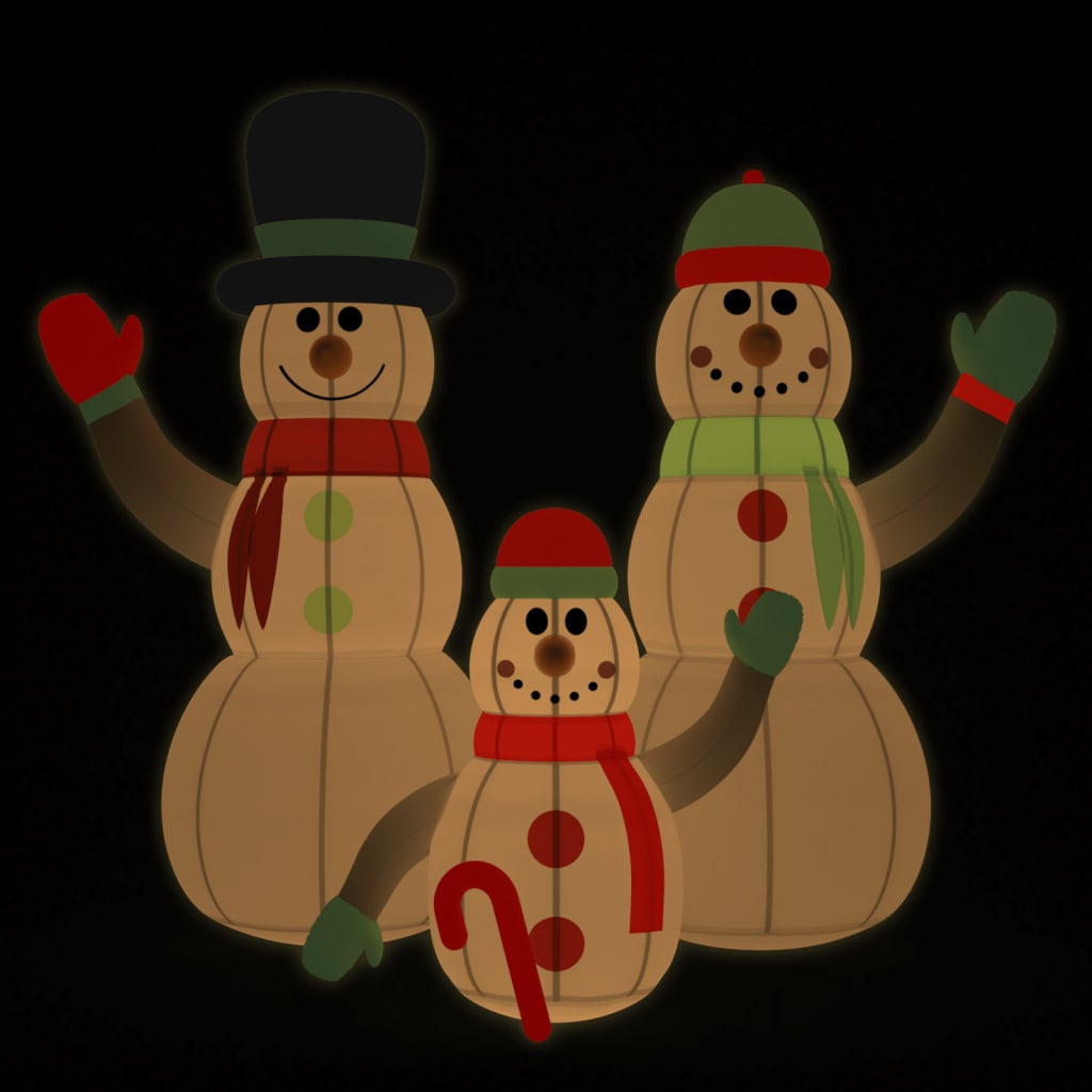 Sneeuwpopfamilie opblaasbaar met LED's 500 cm