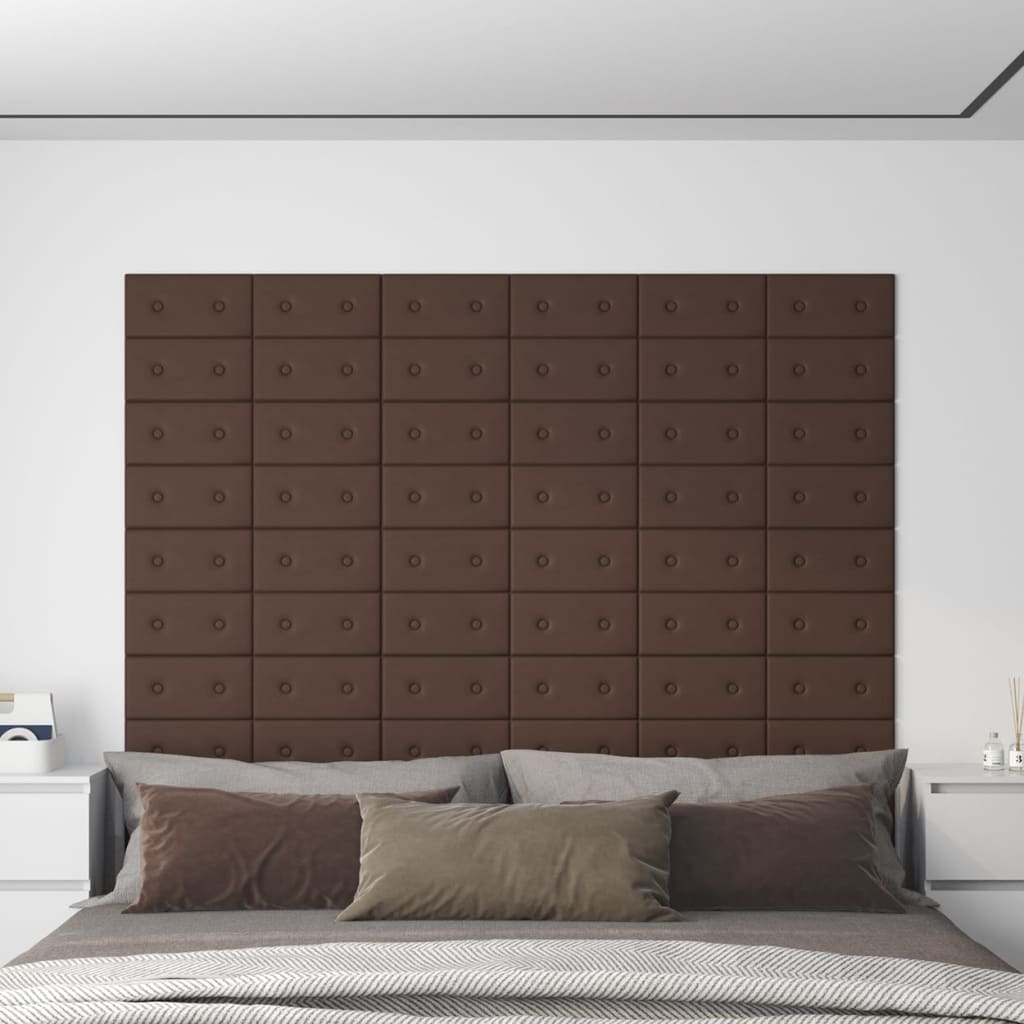 Wandpanelen 12 st 0,54 m² 30x15 cm kunstleer bruin