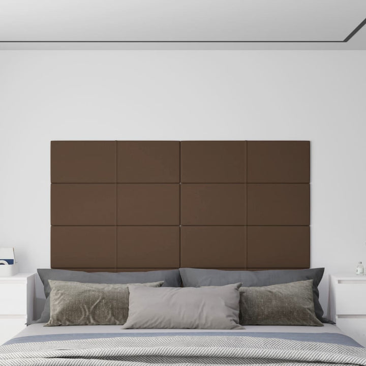 Wandpanelen 12 st 3,24 m² 90x30 cm stof bruin