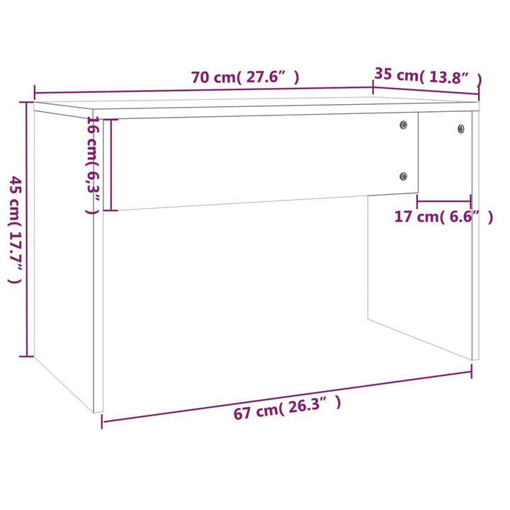 Kaptafelkruk 70x35x45 cm bewerkt hout wit