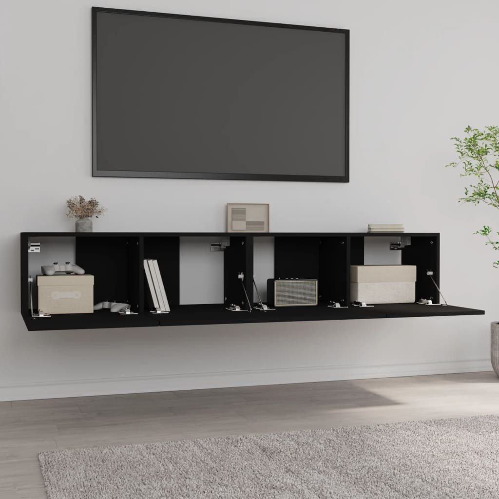 Tv-meubelen 2 st 80x30x30 cm bewerkt hout zwart