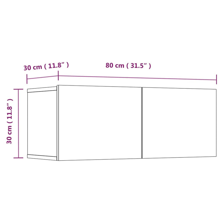 Tv-meubelen 2 st 80x30x30 cm bewerkt hout zwart