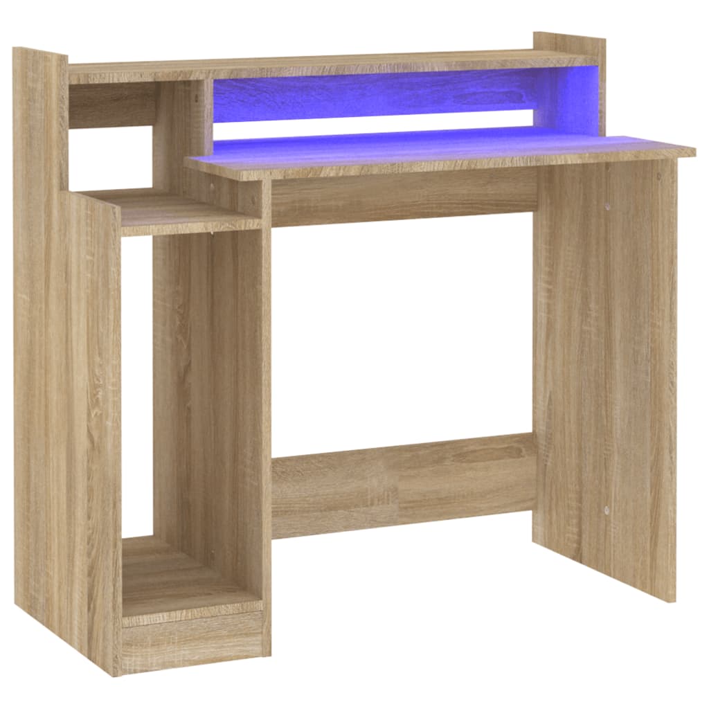 Bureau met LED-verlichting 97x90x45 cm hout sonoma eikenkleurig