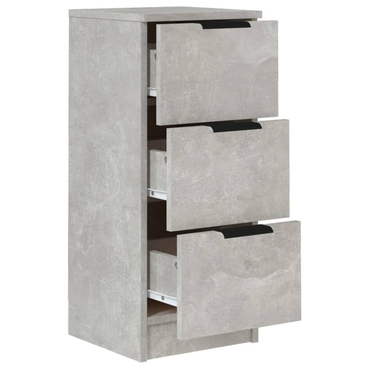 Dressoirs 2 st 30x30x70 cm bewerkt hout betongrijs