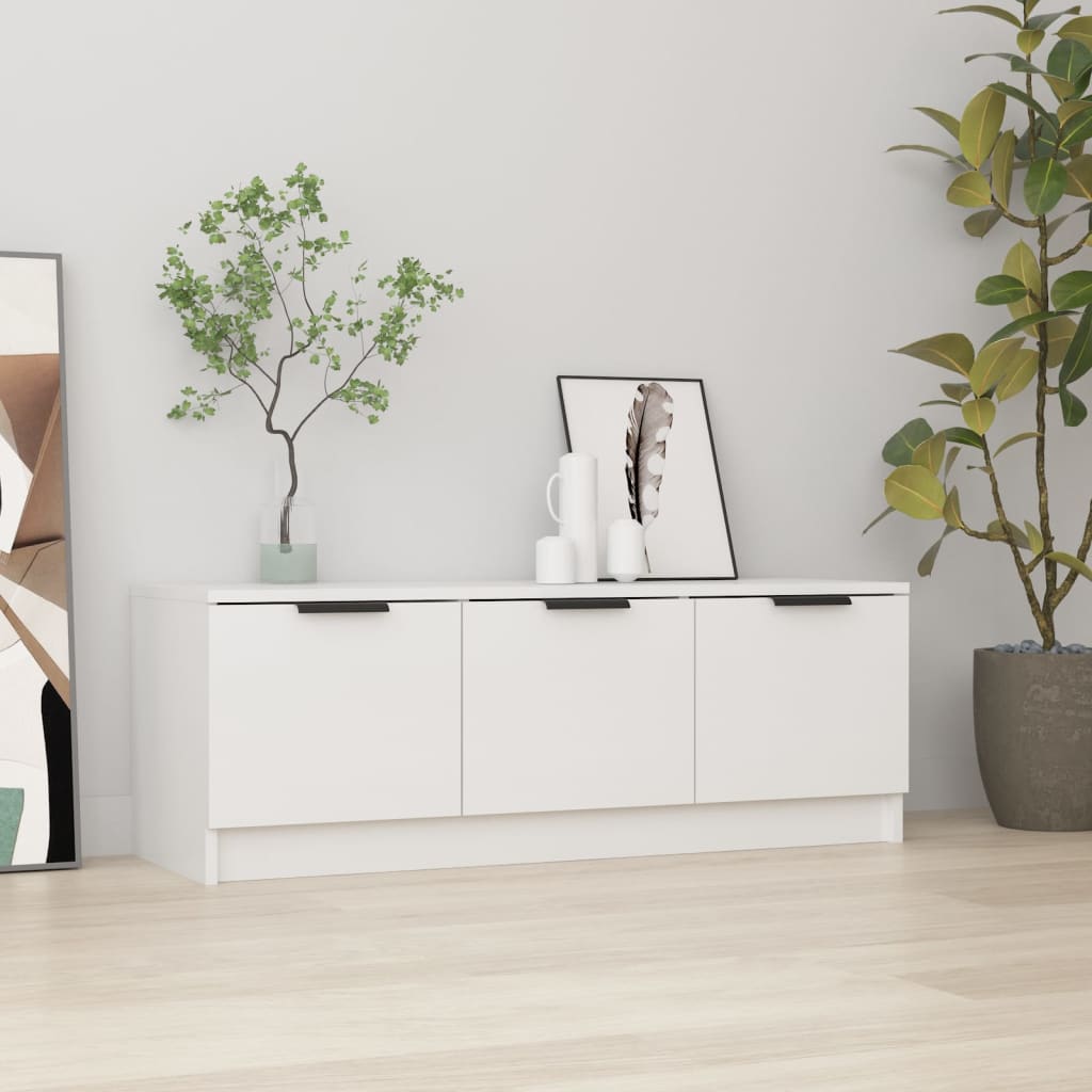 Tv-meubel 102x35x36,5 cm bewerkt hout hoogglans wit