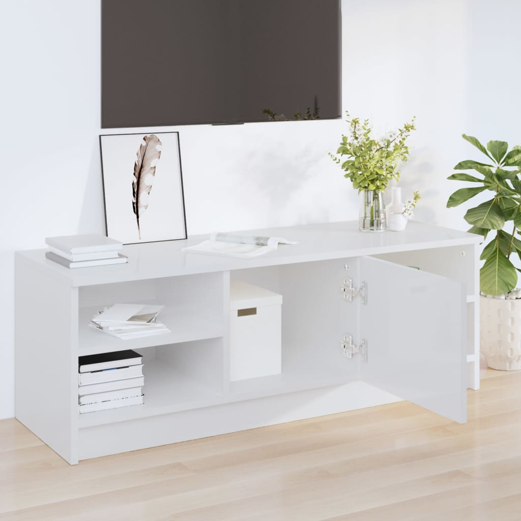 Tv-meubel 102x35,5x36,5 cm bewerkt hout hoogglans wit